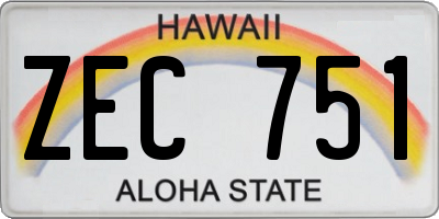 HI license plate ZEC751