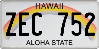HI license plate ZEC752
