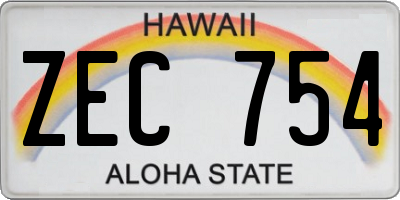 HI license plate ZEC754