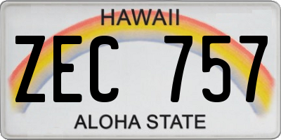 HI license plate ZEC757