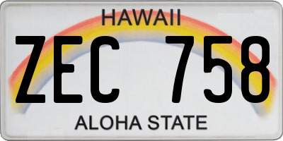 HI license plate ZEC758