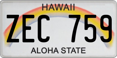 HI license plate ZEC759