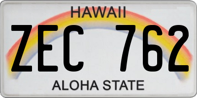 HI license plate ZEC762