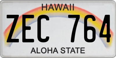 HI license plate ZEC764