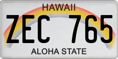 HI license plate ZEC765