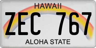 HI license plate ZEC767