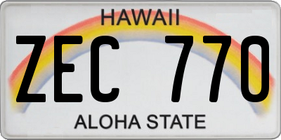 HI license plate ZEC770