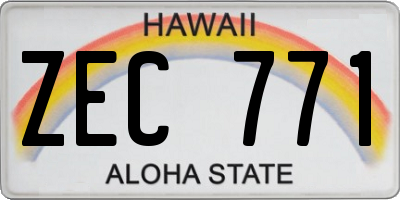 HI license plate ZEC771