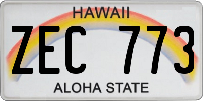 HI license plate ZEC773
