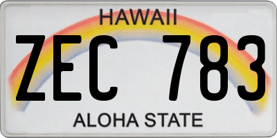 HI license plate ZEC783