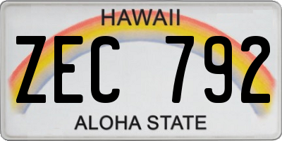 HI license plate ZEC792