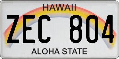HI license plate ZEC804