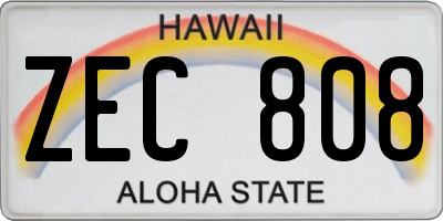 HI license plate ZEC808