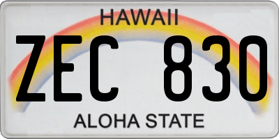 HI license plate ZEC830