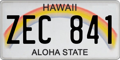 HI license plate ZEC841