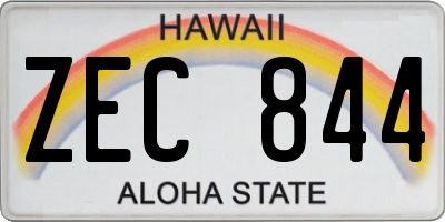 HI license plate ZEC844
