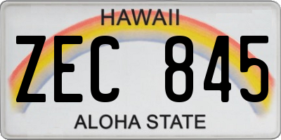 HI license plate ZEC845