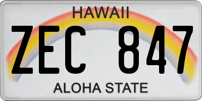 HI license plate ZEC847