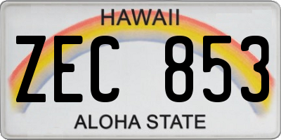 HI license plate ZEC853