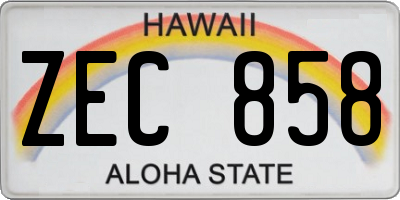 HI license plate ZEC858