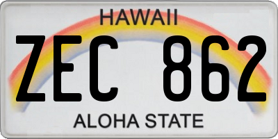 HI license plate ZEC862