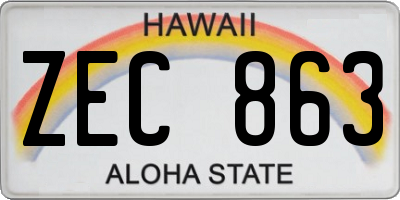 HI license plate ZEC863