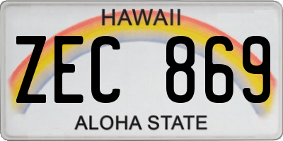 HI license plate ZEC869