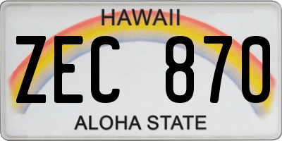 HI license plate ZEC870