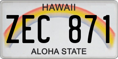 HI license plate ZEC871