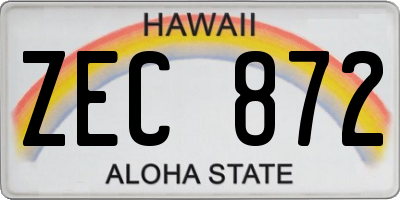 HI license plate ZEC872