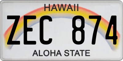 HI license plate ZEC874
