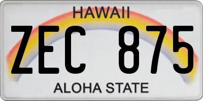 HI license plate ZEC875
