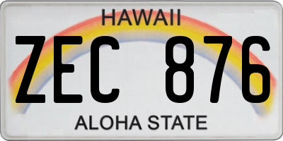 HI license plate ZEC876