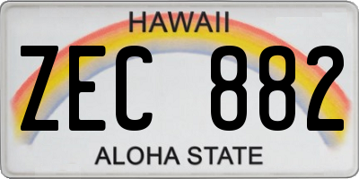 HI license plate ZEC882