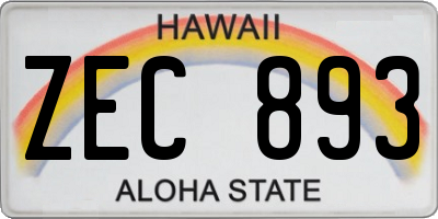HI license plate ZEC893