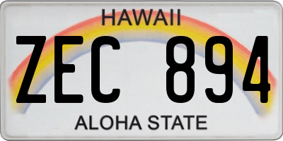HI license plate ZEC894