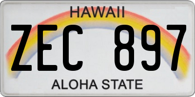 HI license plate ZEC897
