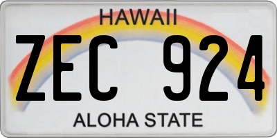 HI license plate ZEC924