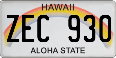 HI license plate ZEC930