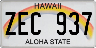HI license plate ZEC937