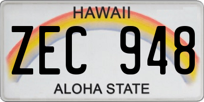 HI license plate ZEC948