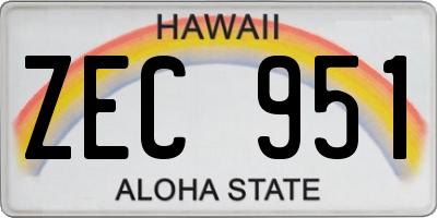 HI license plate ZEC951