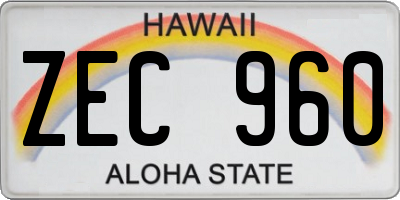 HI license plate ZEC960