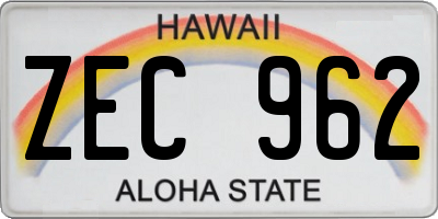 HI license plate ZEC962