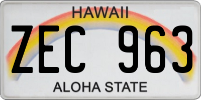 HI license plate ZEC963