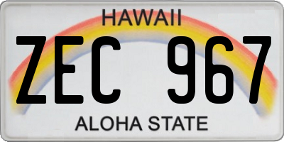 HI license plate ZEC967