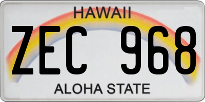 HI license plate ZEC968
