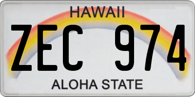 HI license plate ZEC974