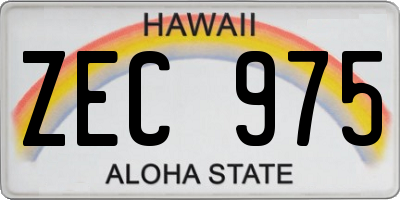 HI license plate ZEC975