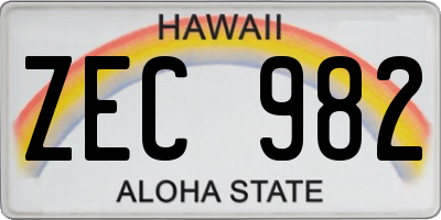 HI license plate ZEC982